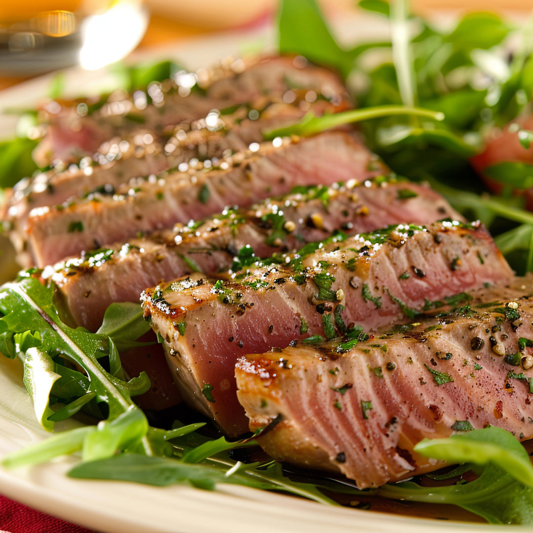 Seared Tuna Steak with Fresh Salad